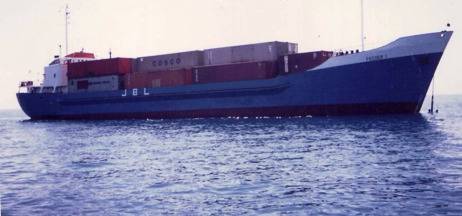 CGL container feeder ship Feeder 1 underway at sea