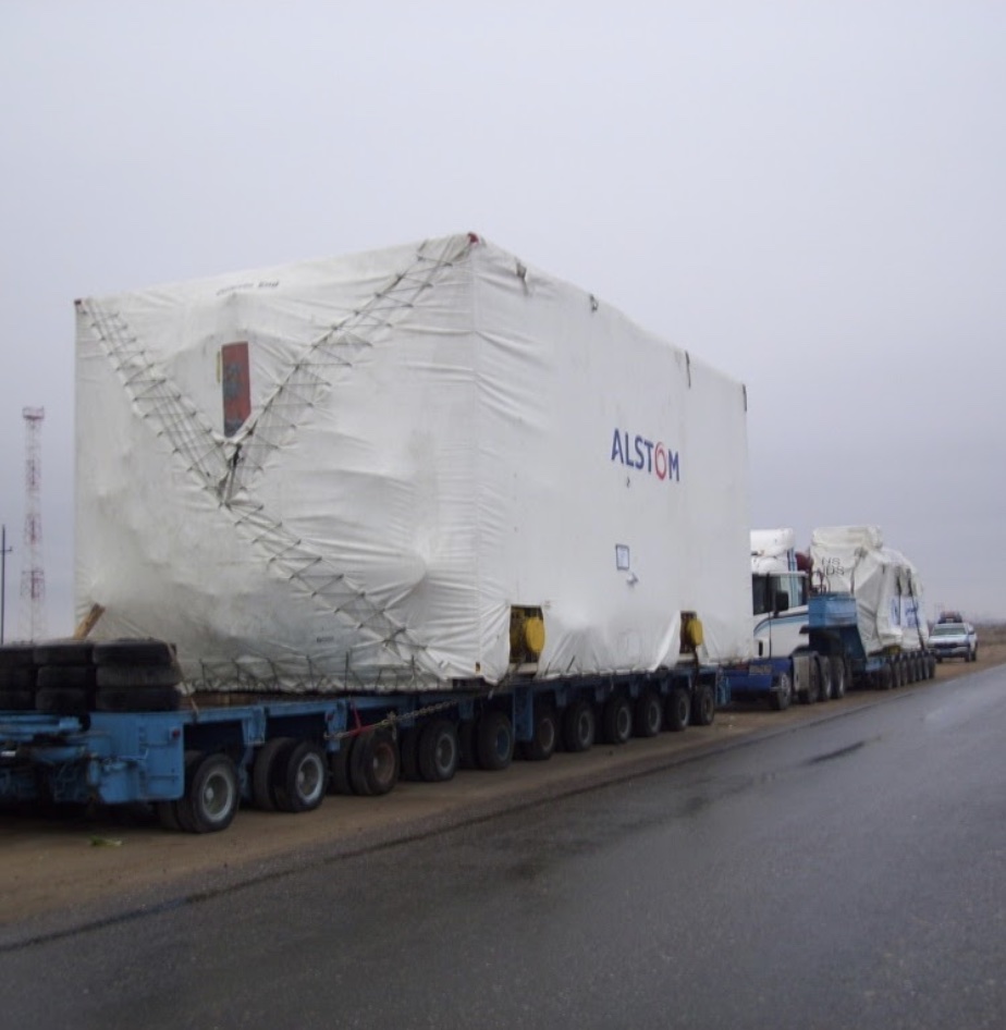 Oversized ALSTOM project cargo moved on multi-axle trailers