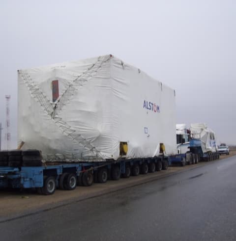 Oversized ALSTOM project cargo moved on multi-axle trailers